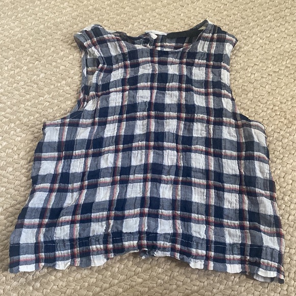 Jenni Kayne Plaid Gauze Sleeveless Shell Top - Picture 2 of 11